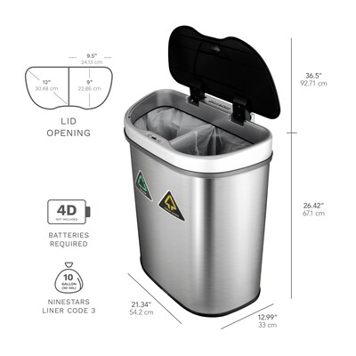 Nine Stars 18.5 Gallon Stainless Steel Motion Sensor Recycle Trash Can (DZT-70-11R)
