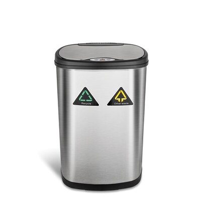 Nine Stars 13.2 Gallon Stainless Steel Motion Sensor Recycle Trash Can (DZT-50-13R)