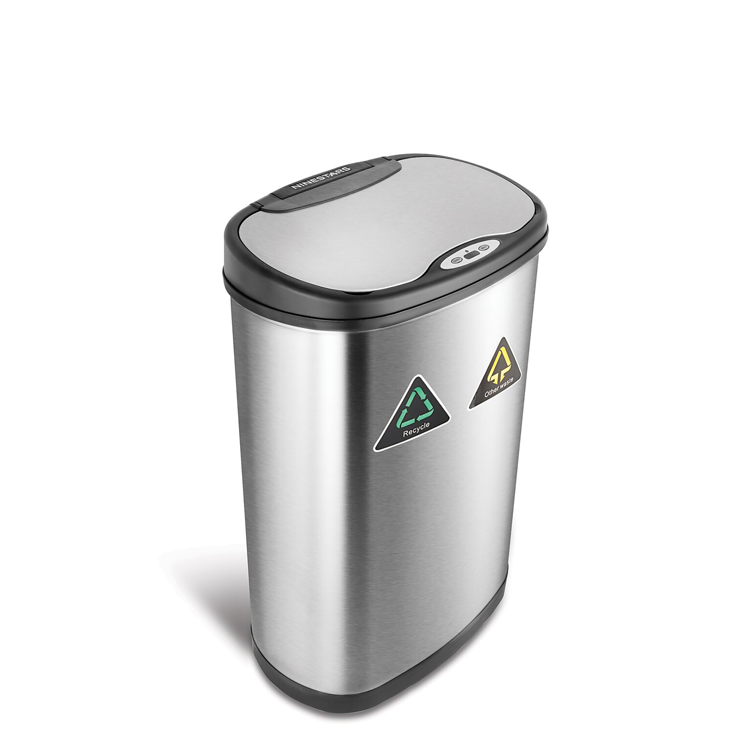 Nine Stars 13.2 Gallon Stainless Steel Motion Sensor Recycle Trash Can (DZT-50-13R)