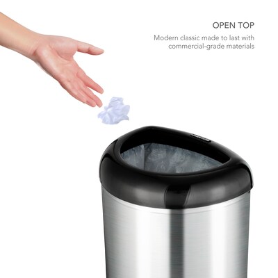 Nine Stars Stainless Steel Open Top Trash Can, 13.2 Gallon, Black (OTT-50-19BK)