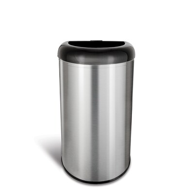Nine Stars Stainless Steel Open Top Trash Can, 13.2 Gallon, Black (OTT-50-19BK)
