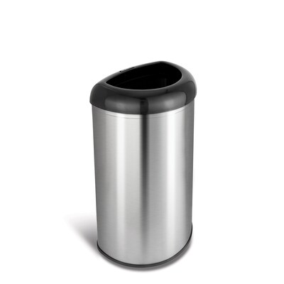 Nine Stars Stainless Steel Open Top Trash Can, 13.2 Gallon, Black (OTT-50-19BK)