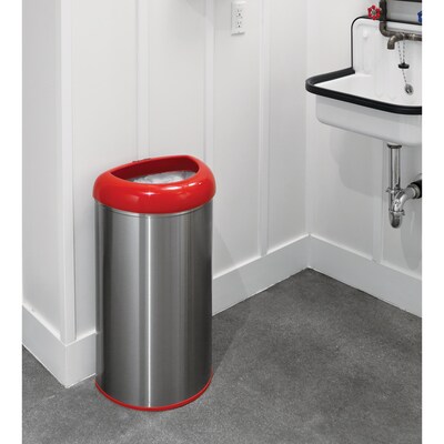 Nine Stars Stainless Steel Open Top Trash Can, 13.2 Gallon, Red (OTT-50-19RD)