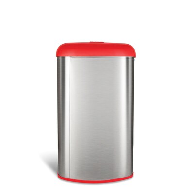 Nine Stars Stainless Steel Open Top Trash Can, 13.2 Gallon, Red (OTT-50-19RD)