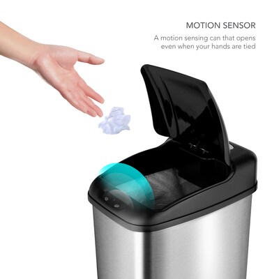 Nine Stars Stainless Steel Motion Sensor Trash Can, 13.2 Gallon (DZT-50-6)