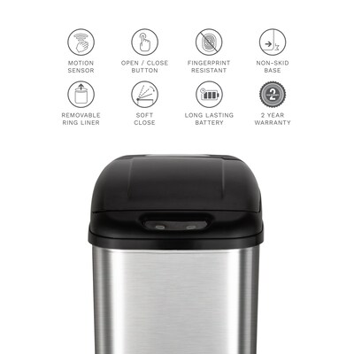 Nine Stars Stainless Steel Motion Sensor Trash Can, 13.2 Gallon (DZT-50-6)
