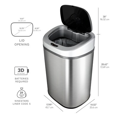 Nine Stars Stainless Steel Motion Sensor Trash Can, 21.1 Gallon (DZT-80-4)