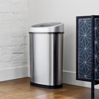 Nine Stars Stainless Steel Motion Sensor Combo Trash Can, 13.2 Gallon / 3.1 Gallon, Silver (CB-50-9/12-9)