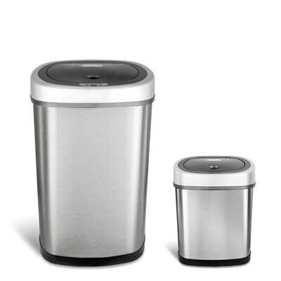 Nine Stars Stainless Steel Motion Sensor Combo Trash Can, 13.2 Gallon / 3.1 Gallon, Silver (CB-50-9/12-9)