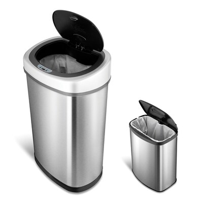 Nine Stars Stainless Steel Motion Sensor Combo Trash Can, 13.2 Gallon / 3.1 Gallon (CB-DZT-50-9/8-1)