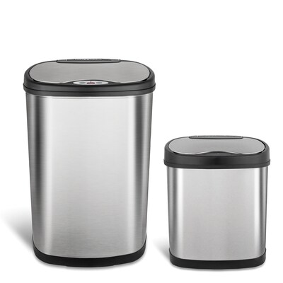 Nine Stars Stainless Steel Motion Sensor Combo Trash Can, 13.2 Gallon / 3.1 Gallon (CB-50-13/12-13)