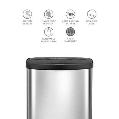 Nine Stars Stainless Steel Removable Bucket Motion Sensor Trash Can, 2.1 Gallon (DZT-8-1A)