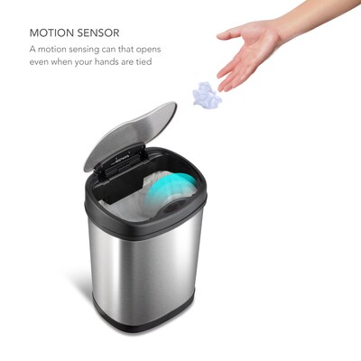 Nine Stars Stainless Steel Motion Sensor Trash Can, 3.2 Gallon (DZT-12-13)
