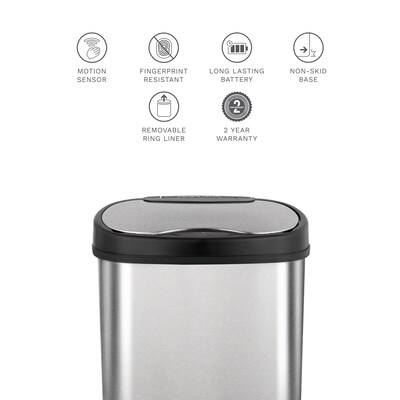 Nine Stars Stainless Steel Motion Sensor Trash Can, 3.2 Gallon (DZT-12-13)