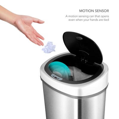 Nine Stars Stainless Steel Motion Sensor Trash Can, 11 Gallon (DZT-42-9)