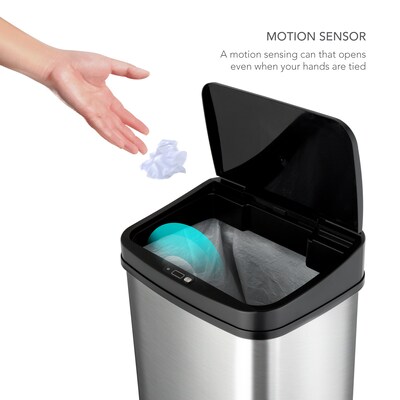 Nine Stars Stainless Steel Motion Sensor Trash Can, 13.2 Gallon (DZT-50-28)