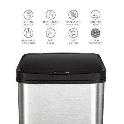Nine Stars Stainless Steel Motion Sensor Trash Can, 13.2 Gallon (DZT-50-28)