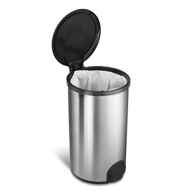 Nine Stars Stainless Steel Toe Tap Trash Can, 11.8 Gallon (TTT-45-8)