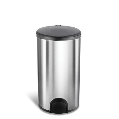 Nine Stars Stainless Steel Toe Tap Trash Can, 11.8 Gallon (TTT-45-8)
