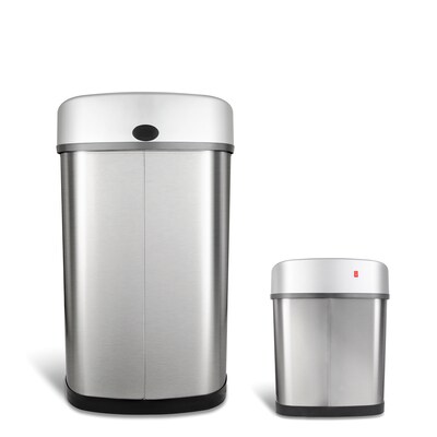 Nine Stars Stainless Steel Motion Sensor Combo Trash Can, 13.2 Gallon / 3.1 Gallon, Silver (CB-50-9/12-9)