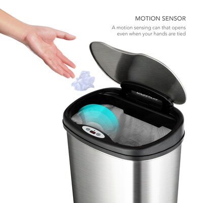 Nine Stars Stainless Steel Motion Sensor Trash Can, 13.2 Gallon (DZT-50-13)