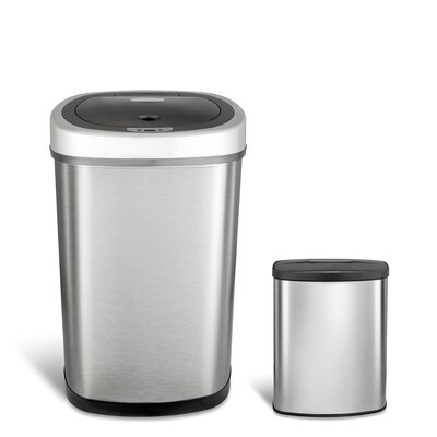 Nine Stars Stainless Steel Motion Sensor Combo Trash Can, 13.2 Gallon / 3.1 Gallon (CB-DZT-50-9/8-1)
