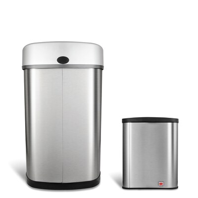 Nine Stars Stainless Steel Motion Sensor Combo Trash Can, 13.2 Gallon / 3.1 Gallon (CB-DZT-50-9/8-1)