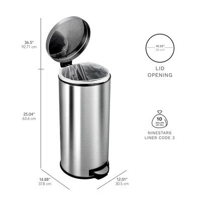 Nine Stars Stainless Steel Step On Combo Trash Can, 7.9 Gallon (CB-SOT-30-1/5-1)