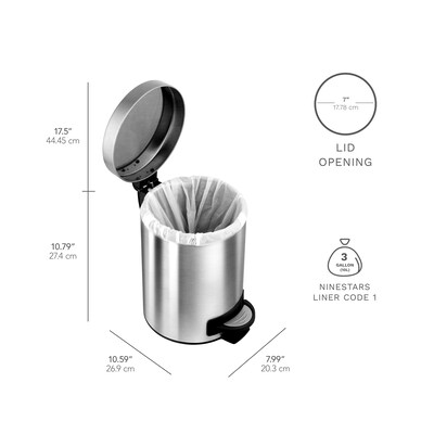 Nine Stars Stainless Steel Step On Combo Trash Can, 7.9 Gallon (CB-SOT-30-1/5-1)