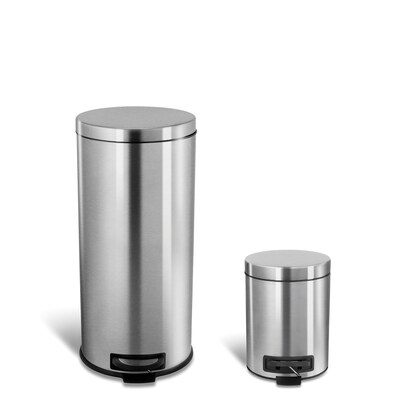 Nine Stars Stainless Steel Step On Combo Trash Can, 7.9 Gallon (CB-SOT-30-1/5-1)