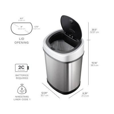 Nine Stars Stainless Steel Motion Sensor Trash Can Combo, 13.2 Gallon (DZT-50-13/12-9)