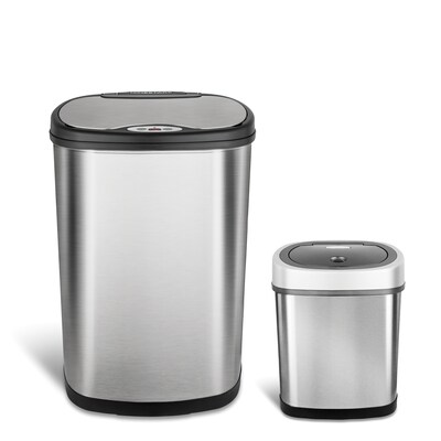 Nine Stars Stainless Steel Motion Sensor Trash Can Combo, 13.2 Gallon (DZT-50-13/12-9)