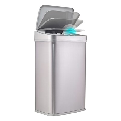 Nine Stars Stainless Steel Motion Sensor Trash Can, 13.2 Gallon, Silver (DZT-50-28SL)