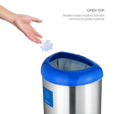 Nine Stars Stainless Steel Trash Can with no Lid, Blue, 13.21 gal. (OTT-50-19BL)