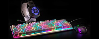 Velocilinx Boudica Wired Mechanical Gaming Keyboard, Silver/White (VXGM-KB104P-OBL-WH)