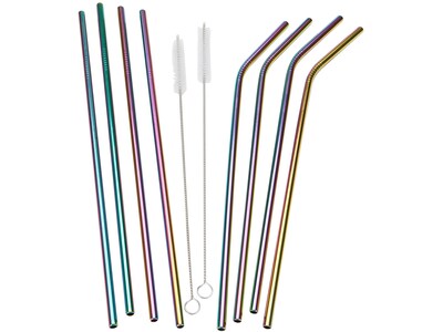 Mind Reader Multi Color Stainless Steel Straws, 10.5, 8/Pack (SSTRAW8-ASST)