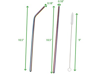Mind Reader Multi Color Stainless Steel Straws, 10.5, 8/Pack (SSTRAW8-ASST)