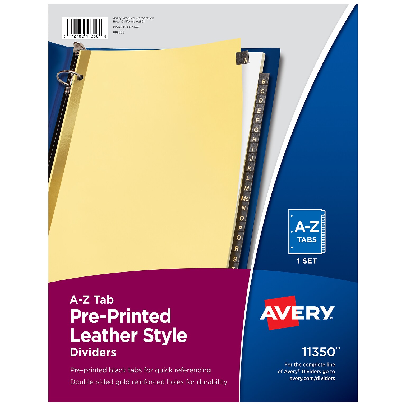Avery A-Z Leather Dividers, 26-Tabs, Gold (11350)