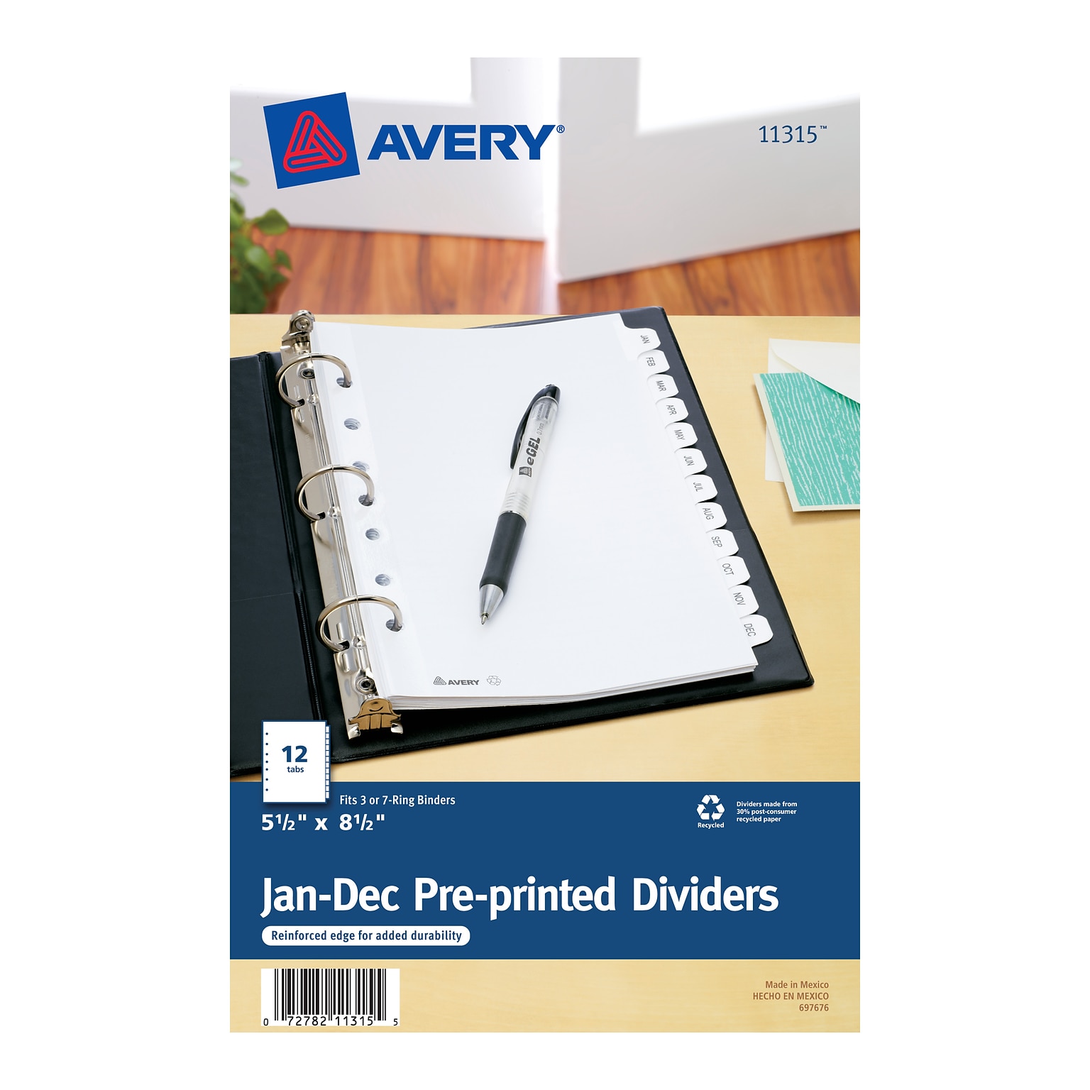 Avery Pre-Printed Mini Paper Dividers, Jan-Dec Tabs, White (11315)