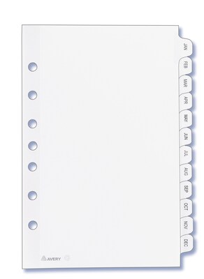 Avery Pre-Printed Mini Paper Dividers, Jan-Dec Tabs, White (11315)