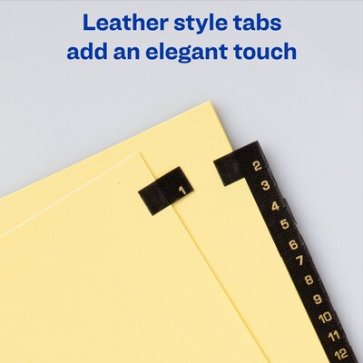 Avery Leather Style Pre-Printed Daily Tab Paper Dividers, 31 Tabs, Buff with Black Tabs (11352)