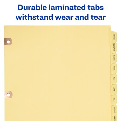 Avery Copper Reinforced Preprinted Dividers, 12-Tabs, Buff, Set (24286)