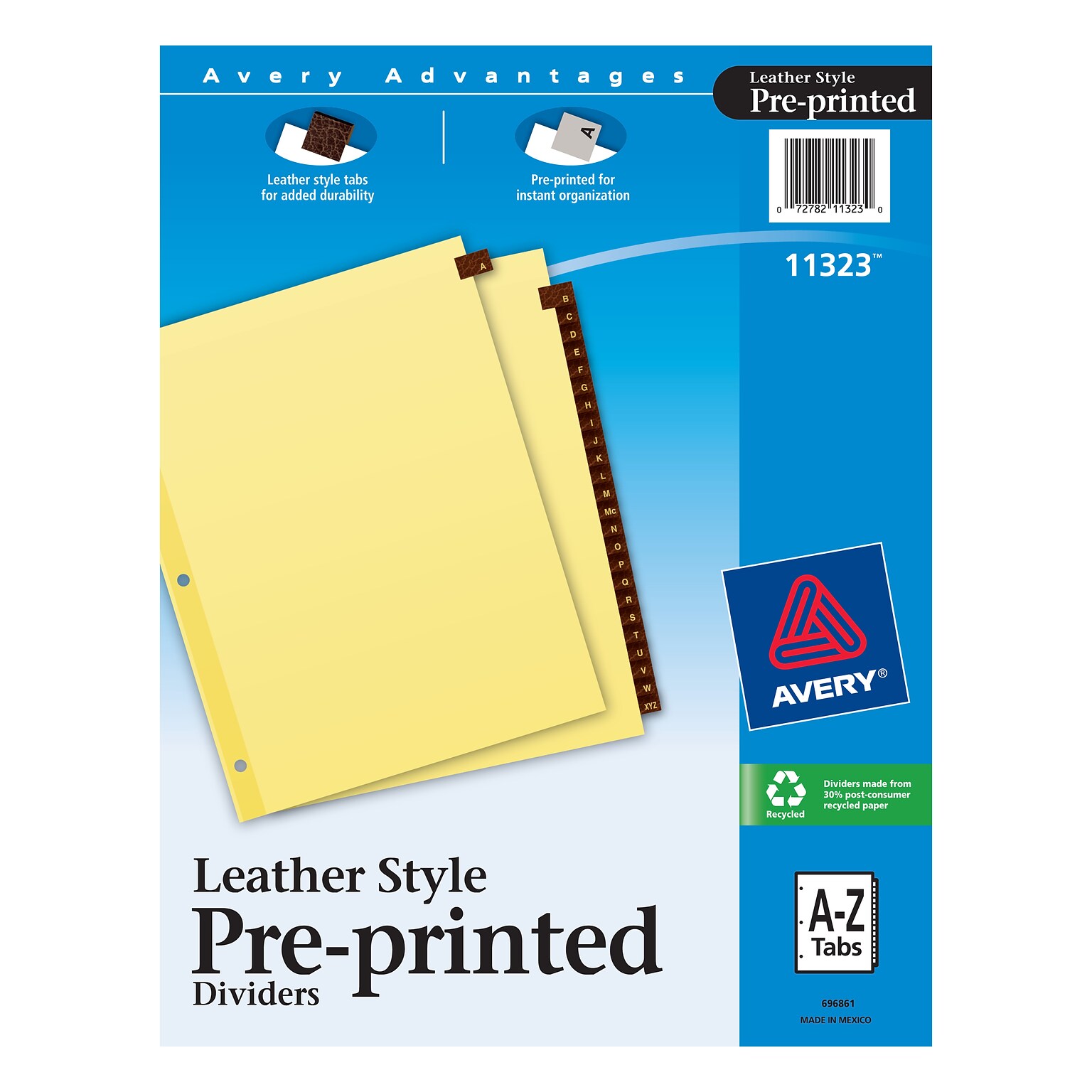 Avery Preprinted A-Z Leather Dividers, 25-Tab, Red (11323)