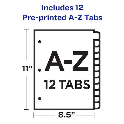 Avery Pre-Printed Plastic Dividers, A-Z Tabs, Multicolor (11330)