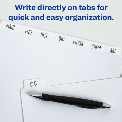 Avery Write & Erase Paper Dividers, 8 Tabs, White, 24 Sets/Box (11507)