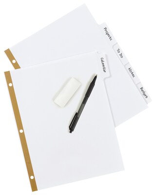 Avery Big Tab Write & Erase Paper Divider, 5 Tabs, White/Gold Reinforced, 1 Set (23075)