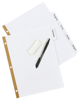 Avery Big Tab Write & Erase Paper Dividers, 5 Tabs, White, Gold Reinforced (23075)