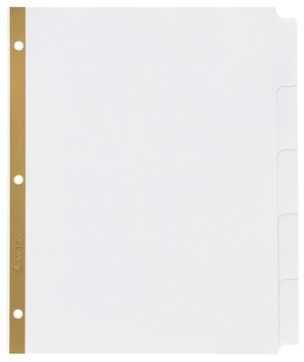 Avery Big Tab Write & Erase Paper Divider, 5 Tabs, White/Gold Reinforced, 1 Set (23075)