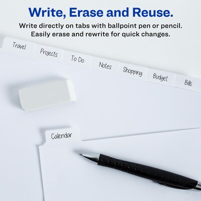 Avery Big Tab Write & Erase Paper Divider, 8 Tabs, White/Gold Reinforced, 1 Set (23078)