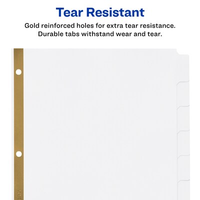 Avery Big Tab Write & Erase Paper Dividers, 8 Tabs, White, Gold Reinforced (23078)